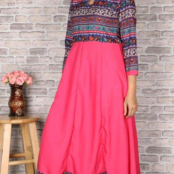 Women's Printed Crepe Anarkali Kurti - 4XL