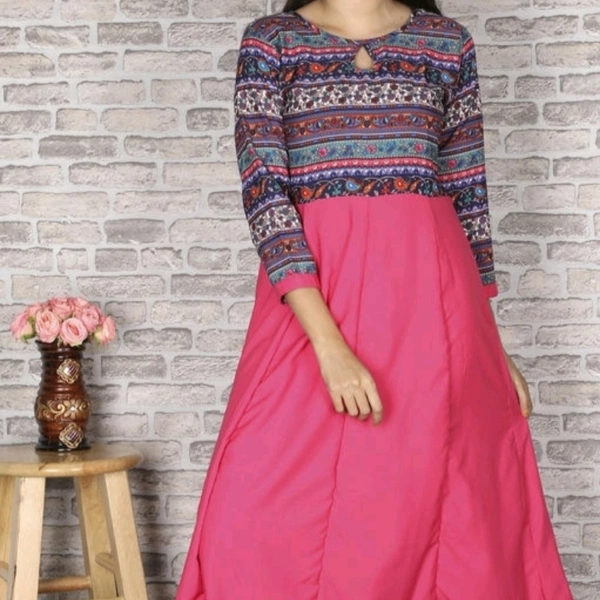Women's Printed Crepe Anarkali Kurti - 4XL
