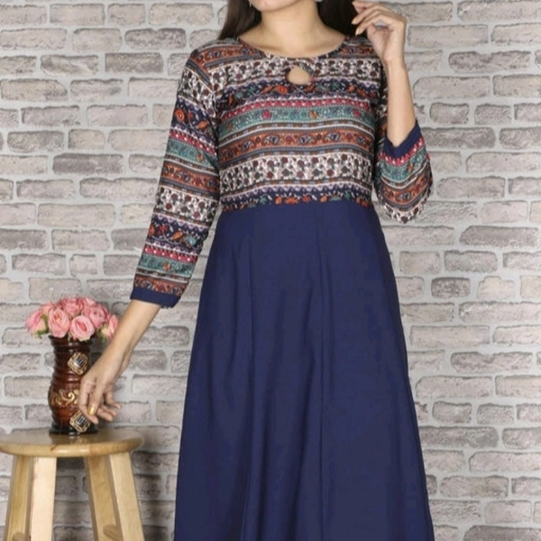 Women's Printed Crepe Anarkali Kurti - 5XL