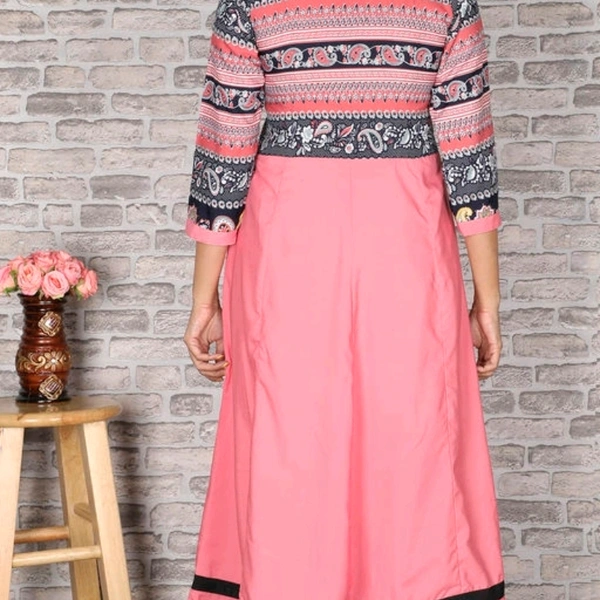 Women's Printed Crepe Anarkali Kurti - L