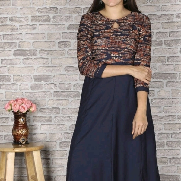 Women's Printed Crepe Anarkali Kurti - XL