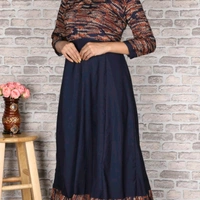 Women's Printed Crepe Anarkali Kurti - XL