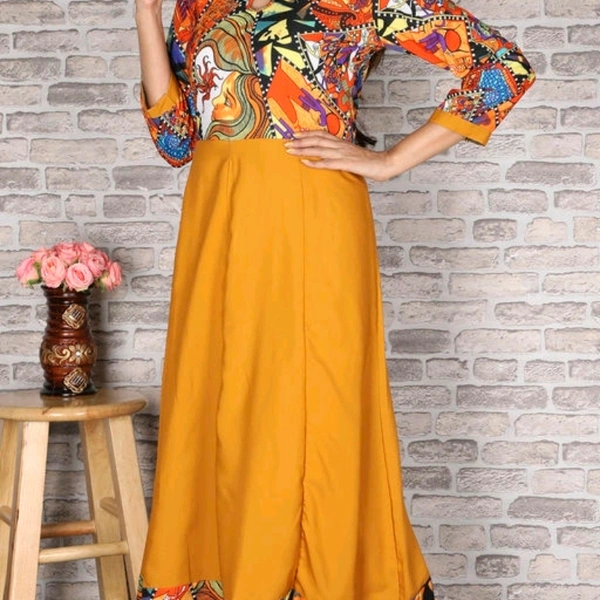Women's Printed Crepe Anarkali Kurti - 4XL