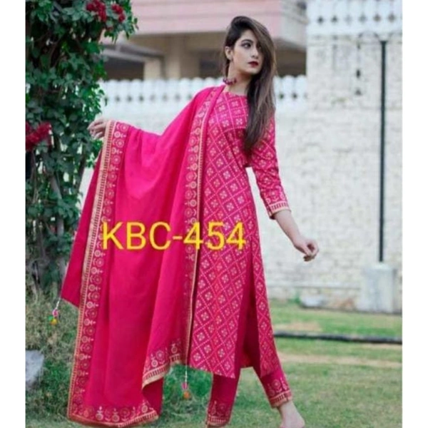 Women's Rayon Printed Kurta Set with Pants - XXL