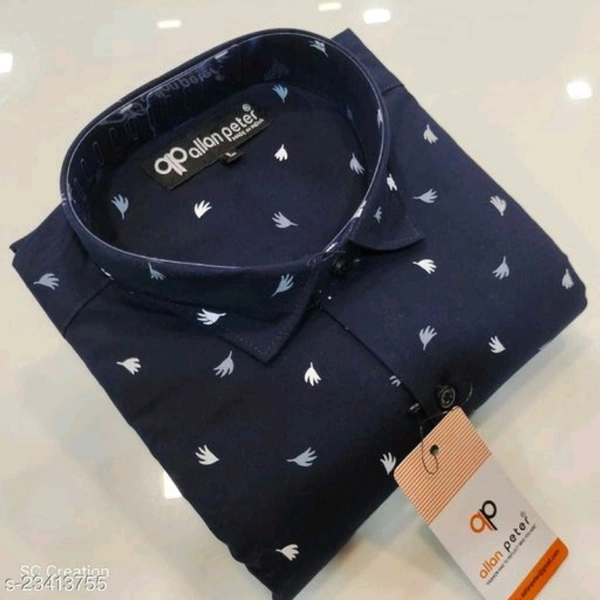Classic Glamorous Men Shirts - Navy Blue, M