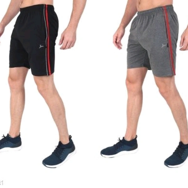 Zeffit Men's Pc Cotton Shorts Combo Of 2 - Black & Charcoal - 34