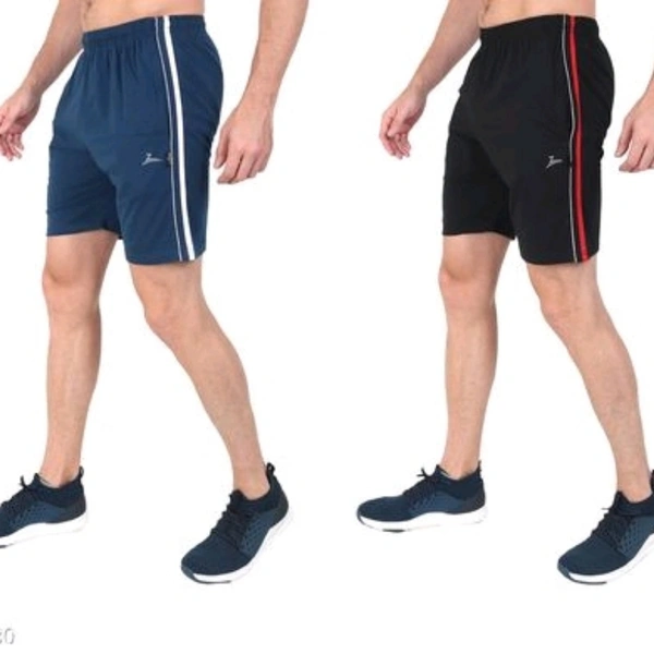 Zeffit Men's Pc Cotton Shorts Combo Of 2 - Air Force & Black - 32
