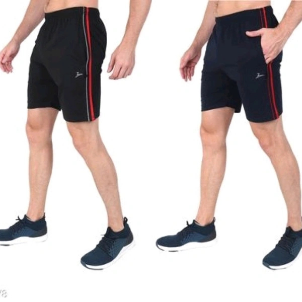 Zeffit Men's Pc Cotton Shorts Combo Of 2 - Black & Navy - 36