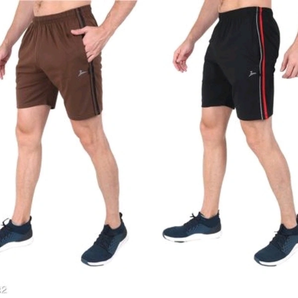 Zeffit Men's Pc Cotton Shorts Combo Of 2 - Black & Coffee - 36