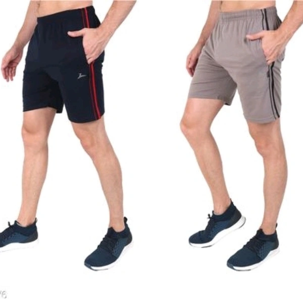 Zeffit Men's Pc Cotton Shorts Combo Of 2 - Navy & Cement - 30