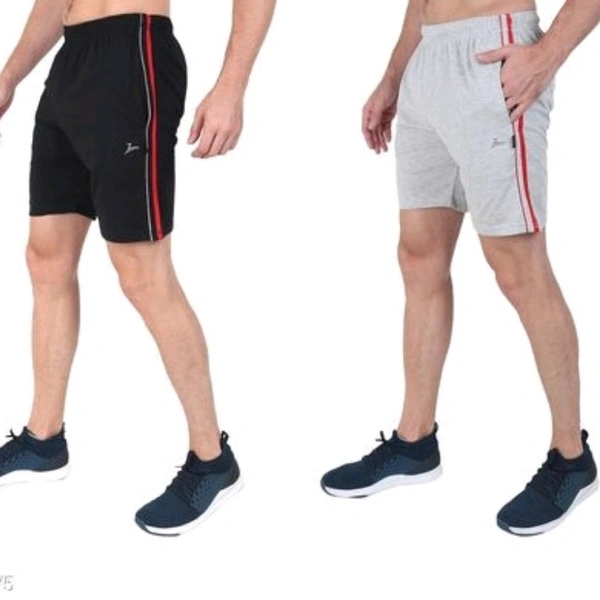 Zeffit Men's Pc Cotton Shorts Combo Of 2 - Black & Grey - 32