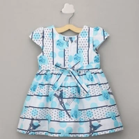 The  Magic Wand Micro Cap Sleeve Mock Shrug Dress with Bow  For Baby Girls-Blue - 6-12 months