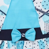 The  Magic Wand Micro Cap Sleeve Mock Shrug Dress with Bow  For Baby Girls-Blue - 6-12 months