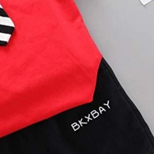 Bold N Elegant Summer Gentleman Boy Red T-Shirt with Tie & Shorts Clothes Set Smart Casual Party wear for Boys - 2-3 years
