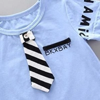Bold N Elegant Blue Gentleman Boy T-Shirt with Tie & Shorts Clothes Set Smart Casual Party wear for Boys - 6-12 months