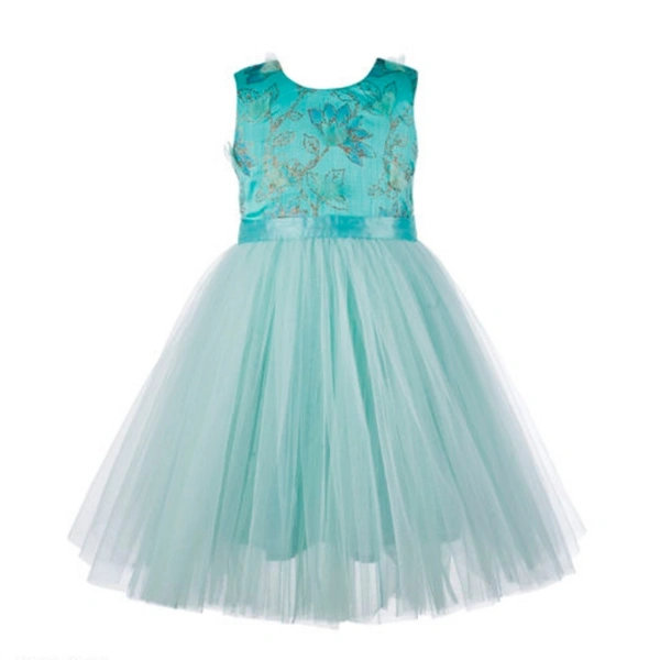 Toy Balloon Kids Sea Green Embellished Knee Length Girls Party Wear Dress - 3-4 years