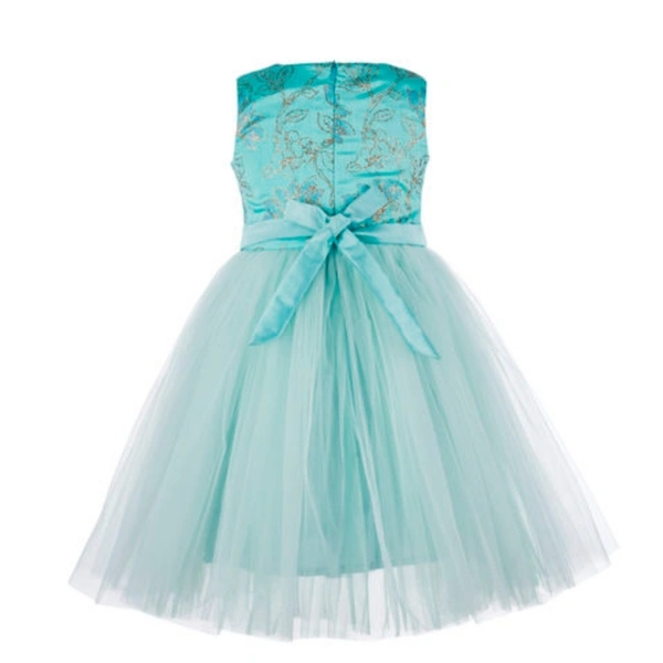Toy Balloon Kids Sea Green Embellished Knee Length Girls Party Wear Dress - 7-8 Years