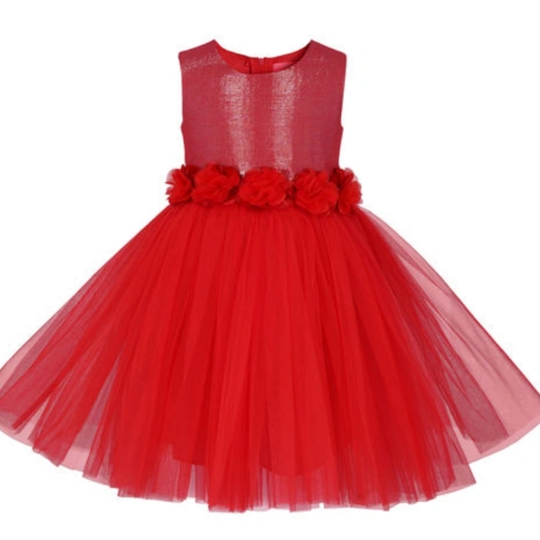 Toy Balloon Kids Red Embellished Knee Length Girls Party Wear Dress - 3-4 Years