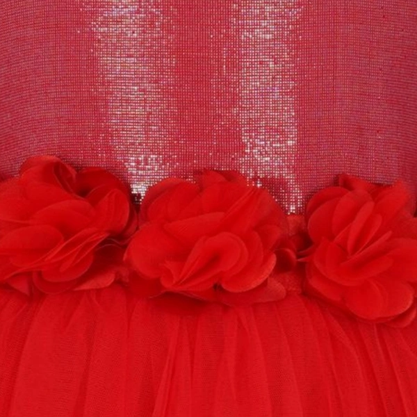 Toy Balloon Kids Red Embellished Knee Length Girls Party Wear Dress - 5-6 Years