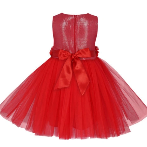 Toy Balloon Kids Red Embellished Knee Length Girls Party Wear Dress - 11-12 Years