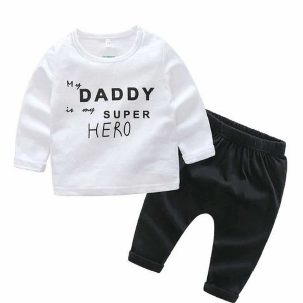 Kid's Black & White Tshirt Pajama Pant Set - 6-12 months