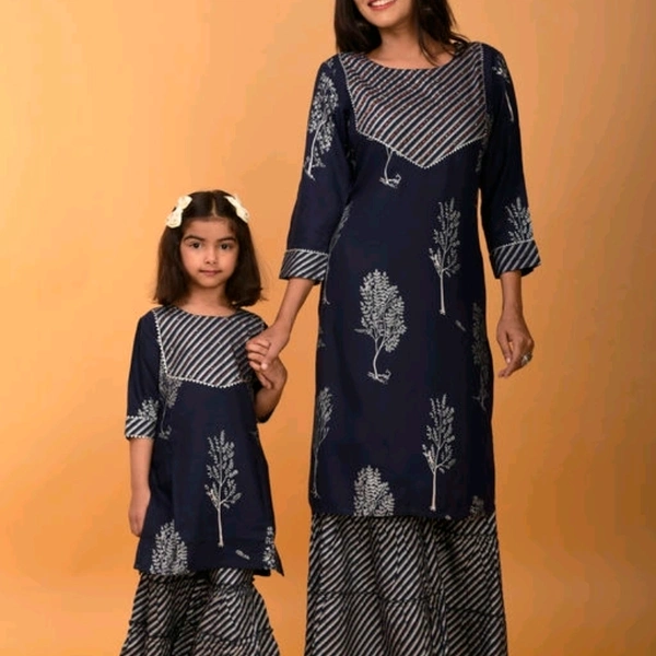 Mother&Daughter Rayon Kurta With Sharara Set From Nanci  - 11-12 Years, L