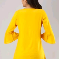 ftDiva Rayon Embroidered Tunic in Yellow - M