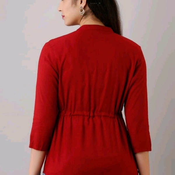 Jaipurite Plain Short Tops in Maroon - L