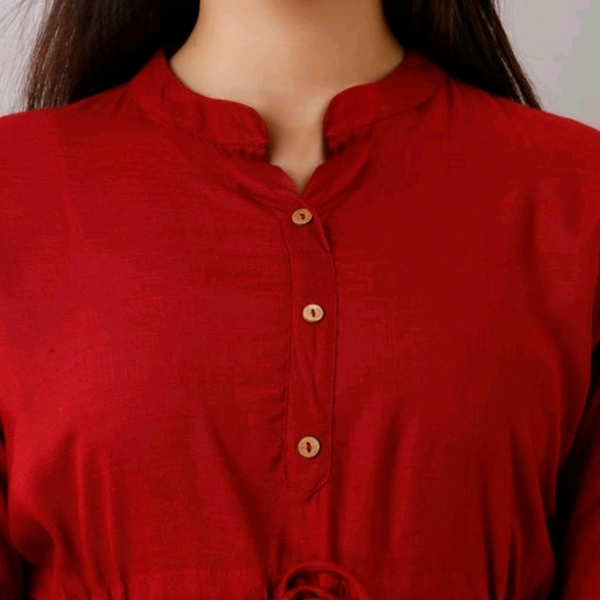 Jaipurite Plain Short Tops in Maroon - L