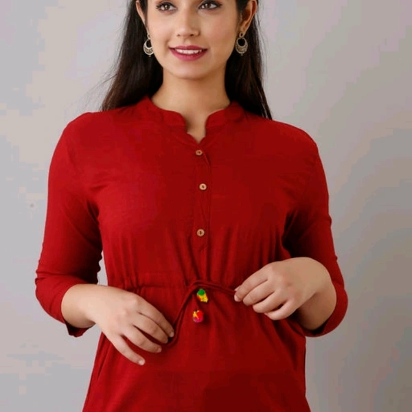 Jaipurite Plain Short Tops in Maroon - L