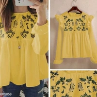 Fancy Feminine Women Tops & Tunics - Yellow, XL