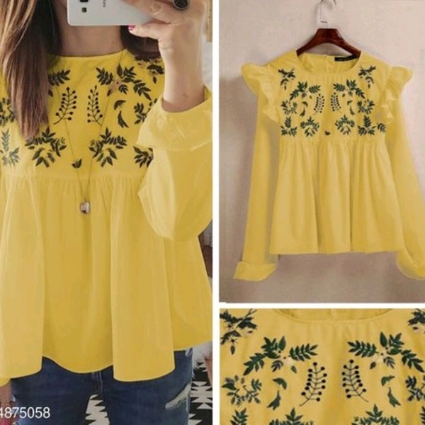 Fancy Feminine Women Tops & Tunics - Yellow, XL