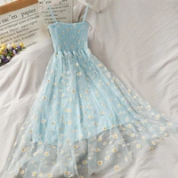 Sunflower embroidery dress♥️ - Blue