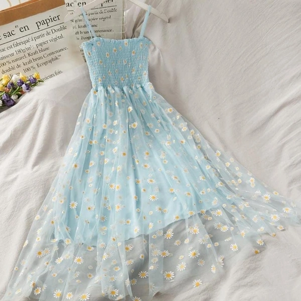 Sunflower embroidery dress♥️ - Blue