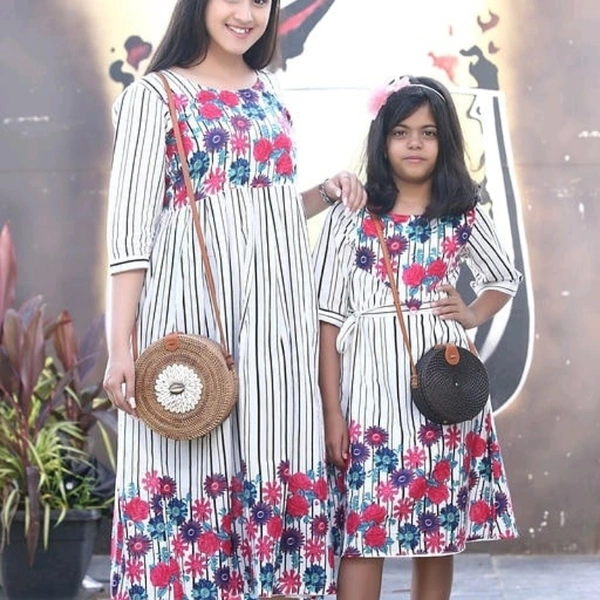 Cotton Mother Daughter Dress - 7-8 years, XL