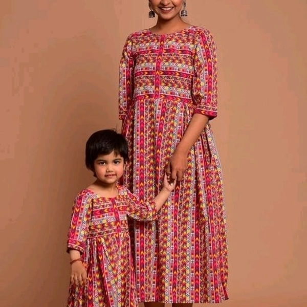 Cotton Mother Daughter Dress - 5-6 years, M
