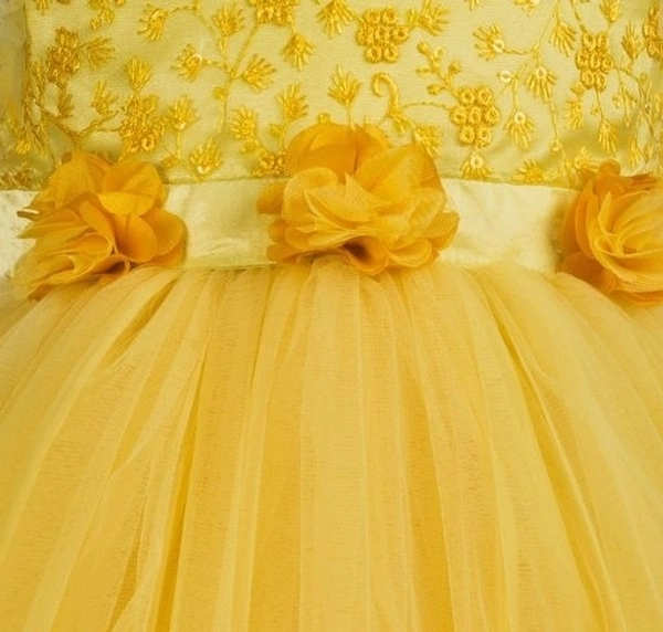 Toy Balloon Kids Yellow Knee Length Girls Party Wear Dress - 4-5 years