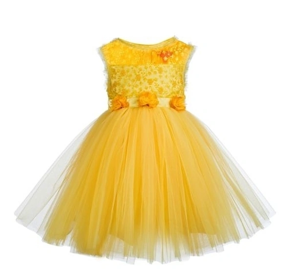 Toy Balloon Kids Yellow Knee Length Girls Party Wear Dress - 8-9 years