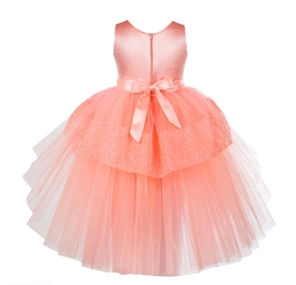 Toy Balloon Kids Peach High-Low Girls Party Wear Dress - 4-5 years