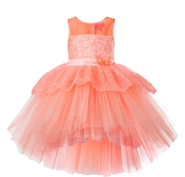 Toy Balloon Kids Peach High-Low Girls Party Wear Dress - 9-10 years