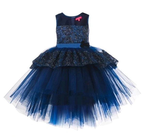 Toy Balloon Kids Navy Blue High Low Girls Party Wear Dress - 7-8 years
