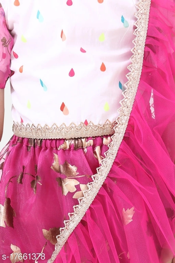 Droplet Top with Hot Pink Lehenga with Dupatta Set / L01 - 4-5 years