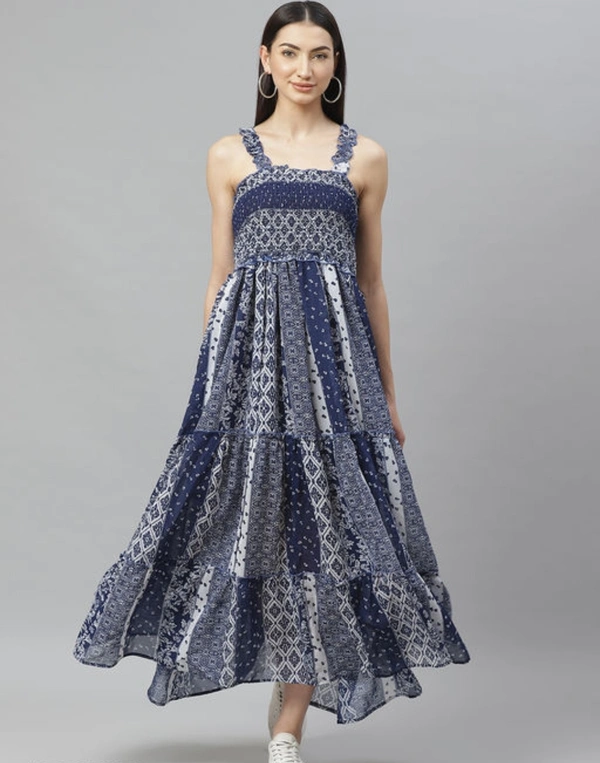 Trendy Polyster Printed   Dresses - XL