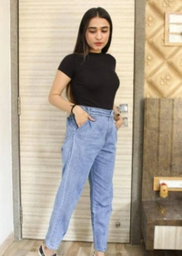 Mom fit plain Jeans - 34