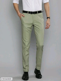 Lycra Blend Solid Regular Fit Men's Formal Trousers  - 28.30.32.34.36, Green