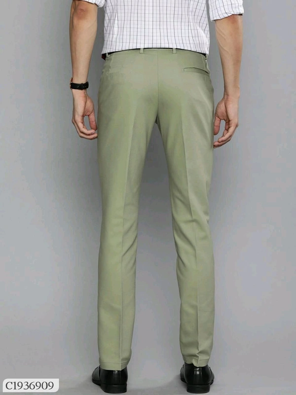 Lycra Blend Solid Regular Fit Men's Formal Trousers  - 28.30.32.34.36, Green