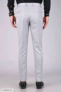 Lycra Blend Solid Regular Fit Men's Formal Trousers - 28.30.32.34.36, Gray
