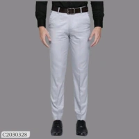 Lycra Blend Solid Regular Fit Men's Formal Trousers - 28.30.32.34.36, Gray