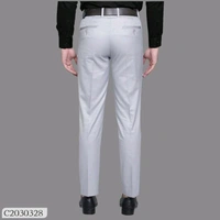 Lycra Blend Solid Regular Fit Men's Formal Trousers - 28.30.32.34.36, Gray
