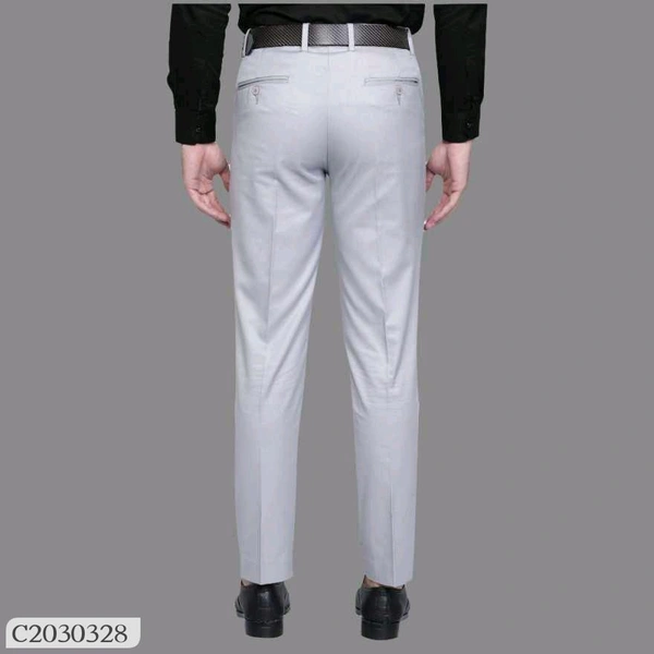 Lycra Blend Solid Regular Fit Men's Formal Trousers - 28.30.32.34.36, Gray